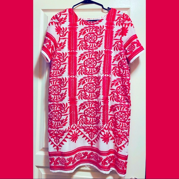 Lulus Hot Pink Embroidered Short Sleeve Dress - Picture 3 of 3